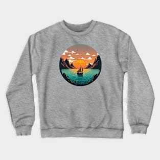 riding my boat to the sunset Crewneck Sweatshirt